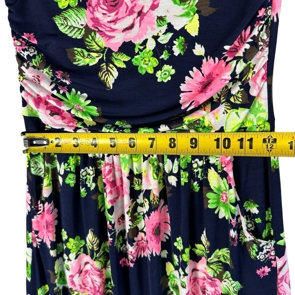 VANILLA BAY NAVY AND NEON PINK FLORAL MAXI DRESS WITH POCKETS SMALL - Picture 6 of 11